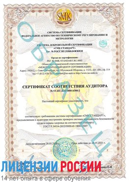 Образец сертификата соответствия аудитора №ST.RU.EXP.00014300-2 Палласовка Сертификат OHSAS 18001
